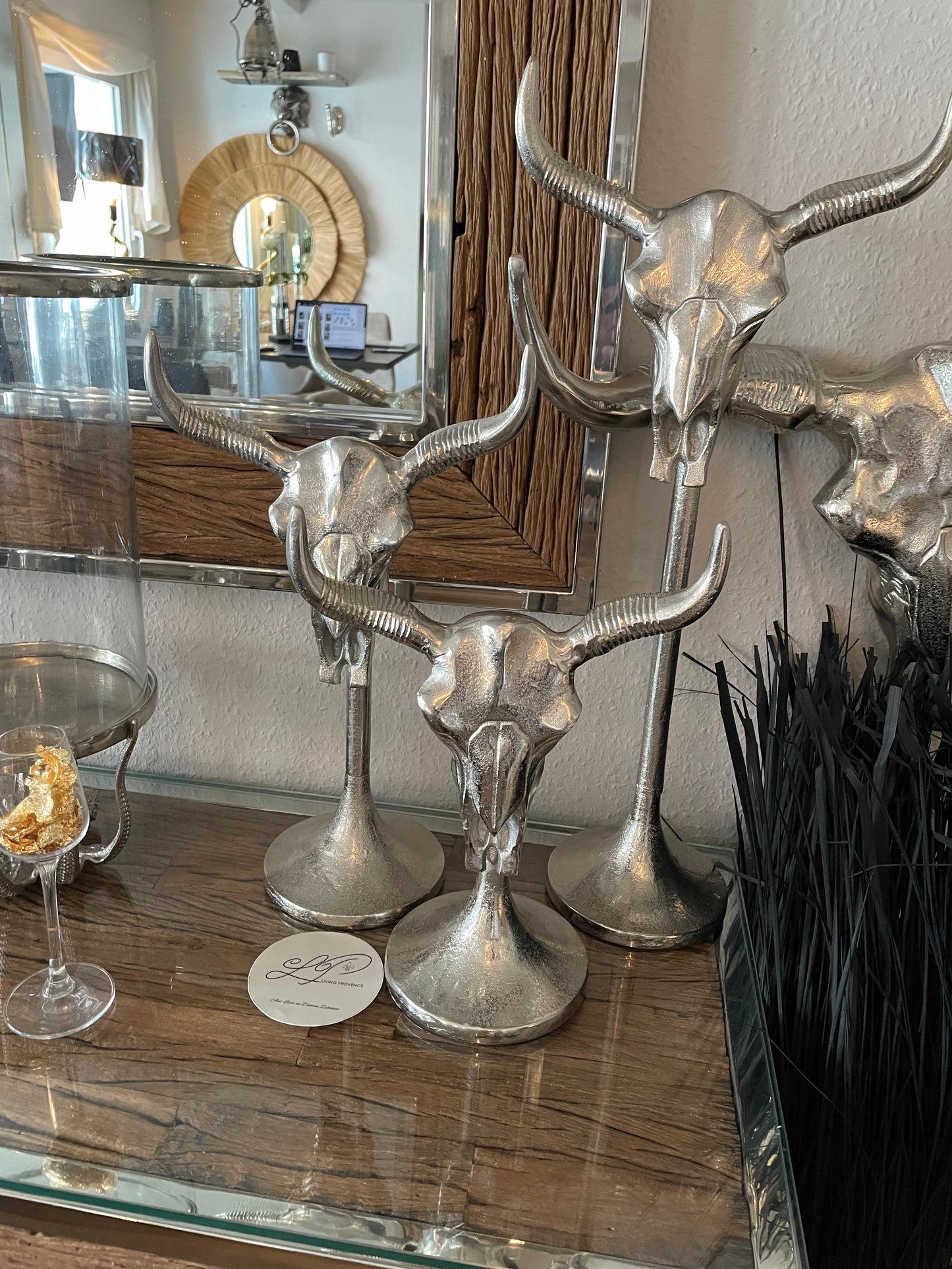 „Bull Skull“ Skulptur - Deko Café Living Provence