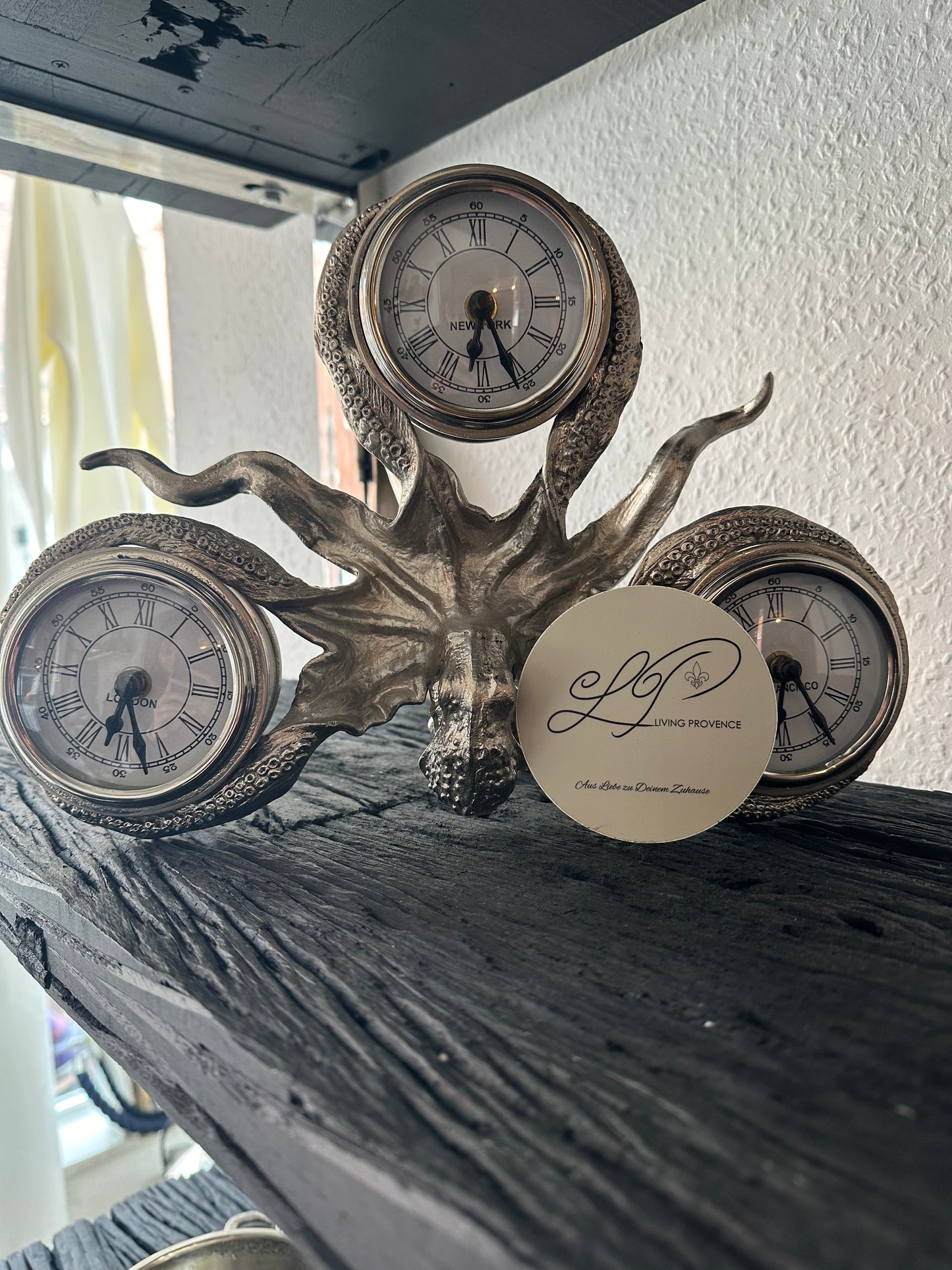 Dekoskulptur „Octopus Clock“ - Deko Café Living Provence 